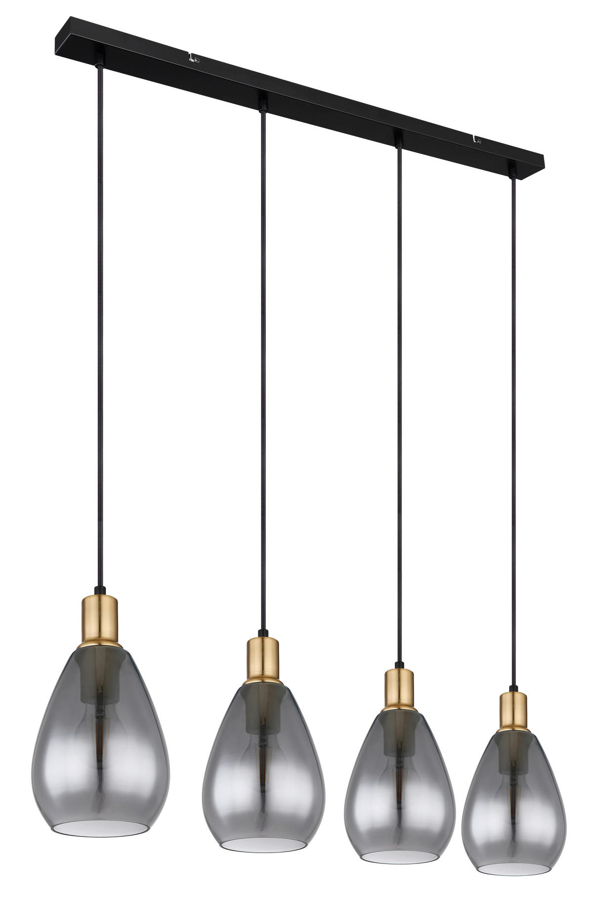 HÄNGELEUCHTE 90/15/120 cm  - Messingfarben/Schwarz, Design, Glas/Textil (90/15/120cm) - Globo