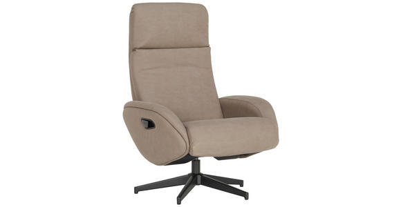 RELAXSESSELSET mit Funktion Mikrofaser Relaxfunktion, Hocker - Taupe/Schwarz, Design, Textil/Metall (77/107/75cm) - Xora