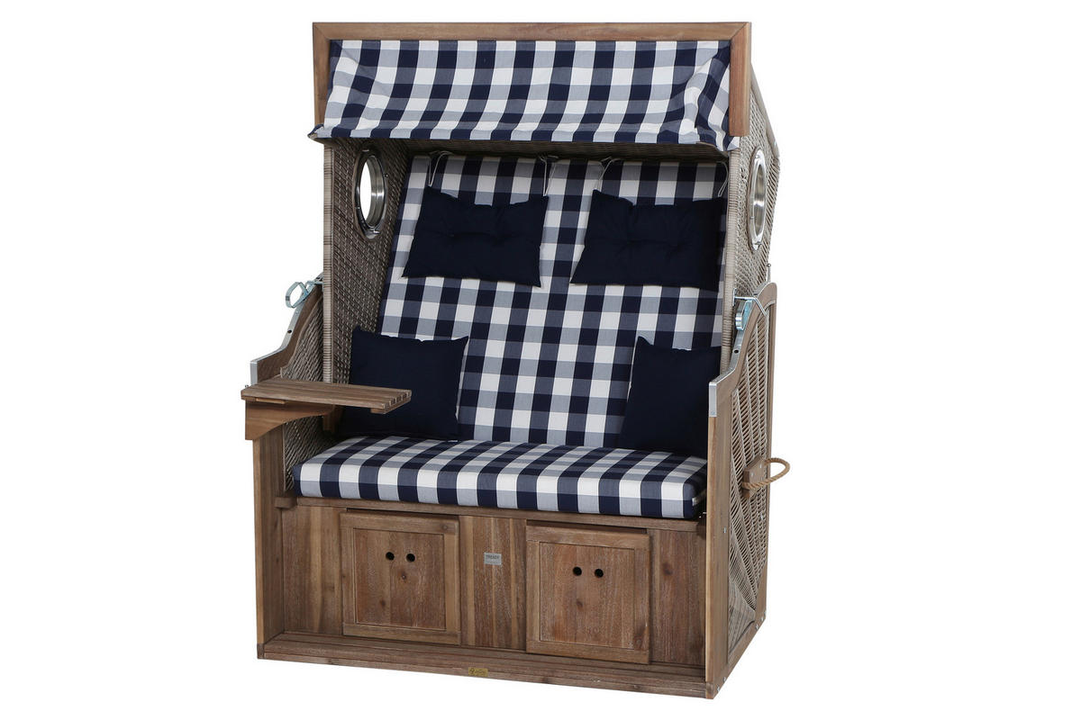 STRANDKORB - Blau/Weiß, KONVENTIONELL, Holz/Kunststoff (130/80/165cm) - Siena Garden