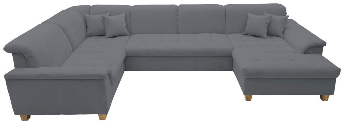 WOHNLANDSCHAFT in Mikrofaser Dunkelgrau  - Eichefarben/Dunkelgrau, KONVENTIONELL, Holz/Textil (206/344/162cm) - MID.YOU