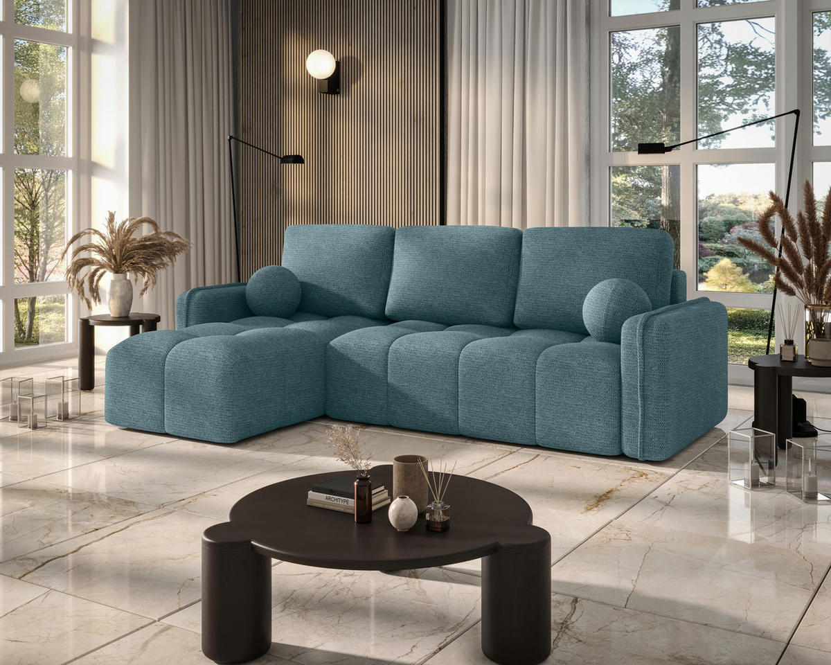 ECKSOFA  in Flachgewebe Mintgrün  - Schwarz/Mintgrün, MODERN, Kunststoff/Textil (142/240cm) - Carryhome