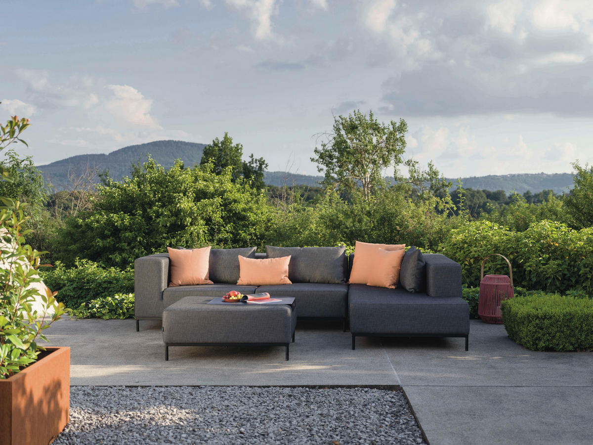LOUNGEHOCKER  - Anthrazit, Basics, Textil/Metall (99/40/99cm) - Stern
