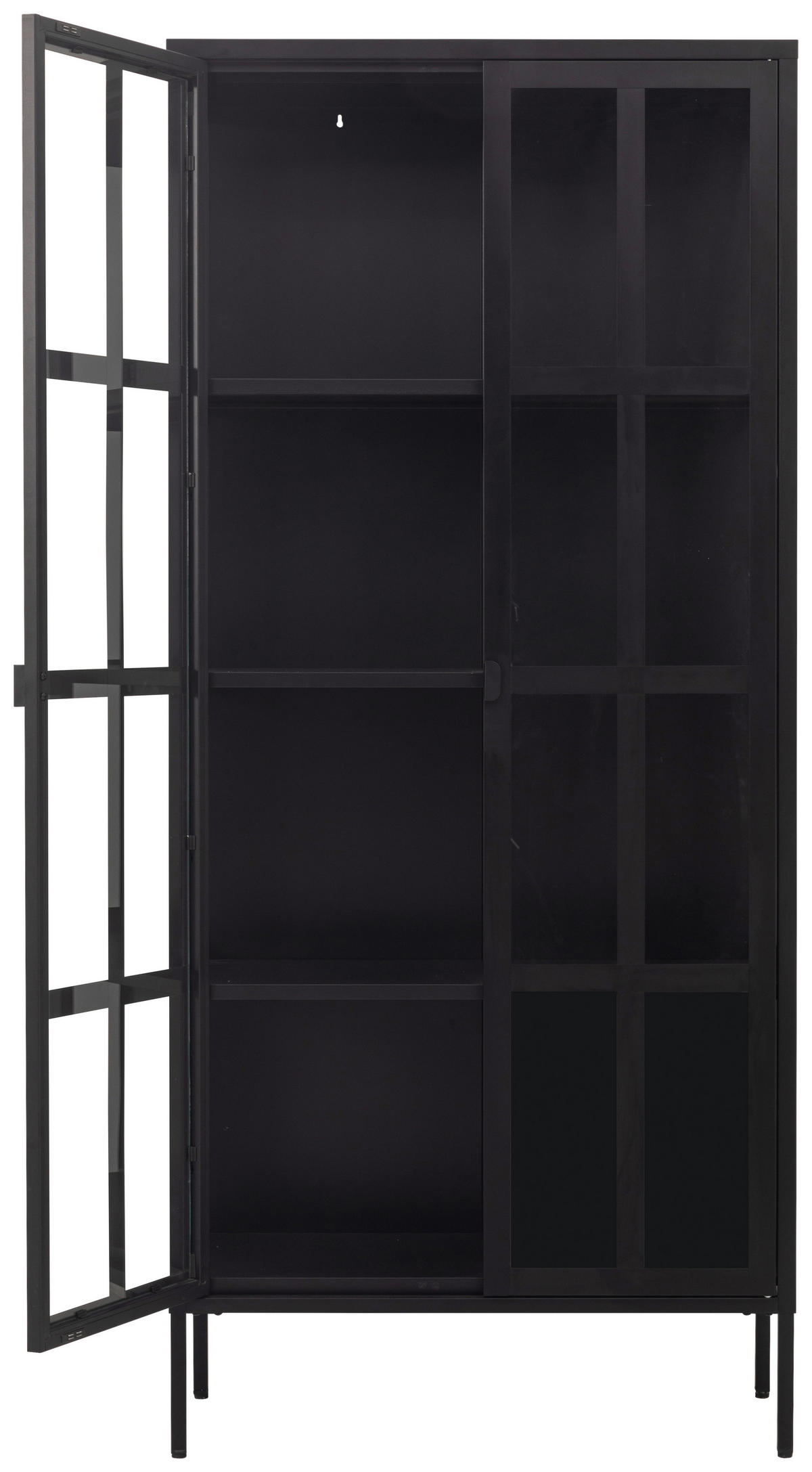 VITRINE  in Schwarz  - Schwarz, Design, Glas/Metall (80/180/35cm) - Xora