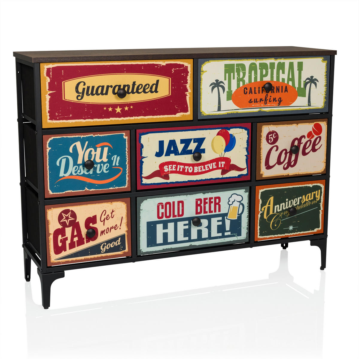 KOMMODE  in  - Multicolor/Schwarz, MODERN, Holzwerkstoff/Textil (102,5/77,5/30cm) - MID.YOU