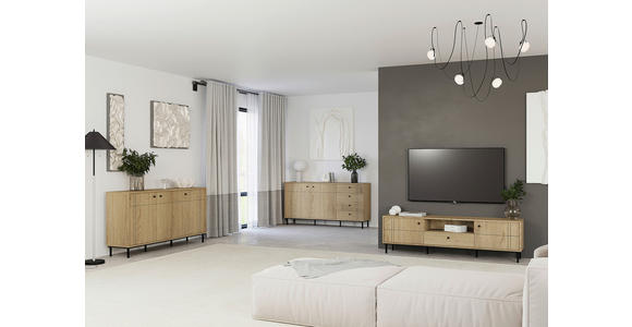 KOMMODE in 81,8/108/37 cm - Eichefarben/Schwarz, MODERN, Holzwerkstoff/Kunststoff (81,8/108/37cm) - Carryhome