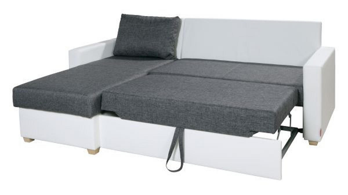 SJEDEĆA GARNITURA drvo, tekstil, drvni materijal  siva, bijela   - bijela/siva, Design, drvni materijal/drvo (155/230cm) - Xora