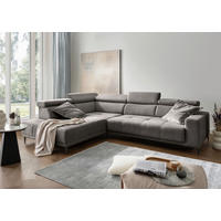 ECKSOFA INTERA in Chenille Graubraun  225/305 cm  - Graubraun/Schwarz, KONVENTIONELL, Textil/Metall (225/305cm) - Livetastic