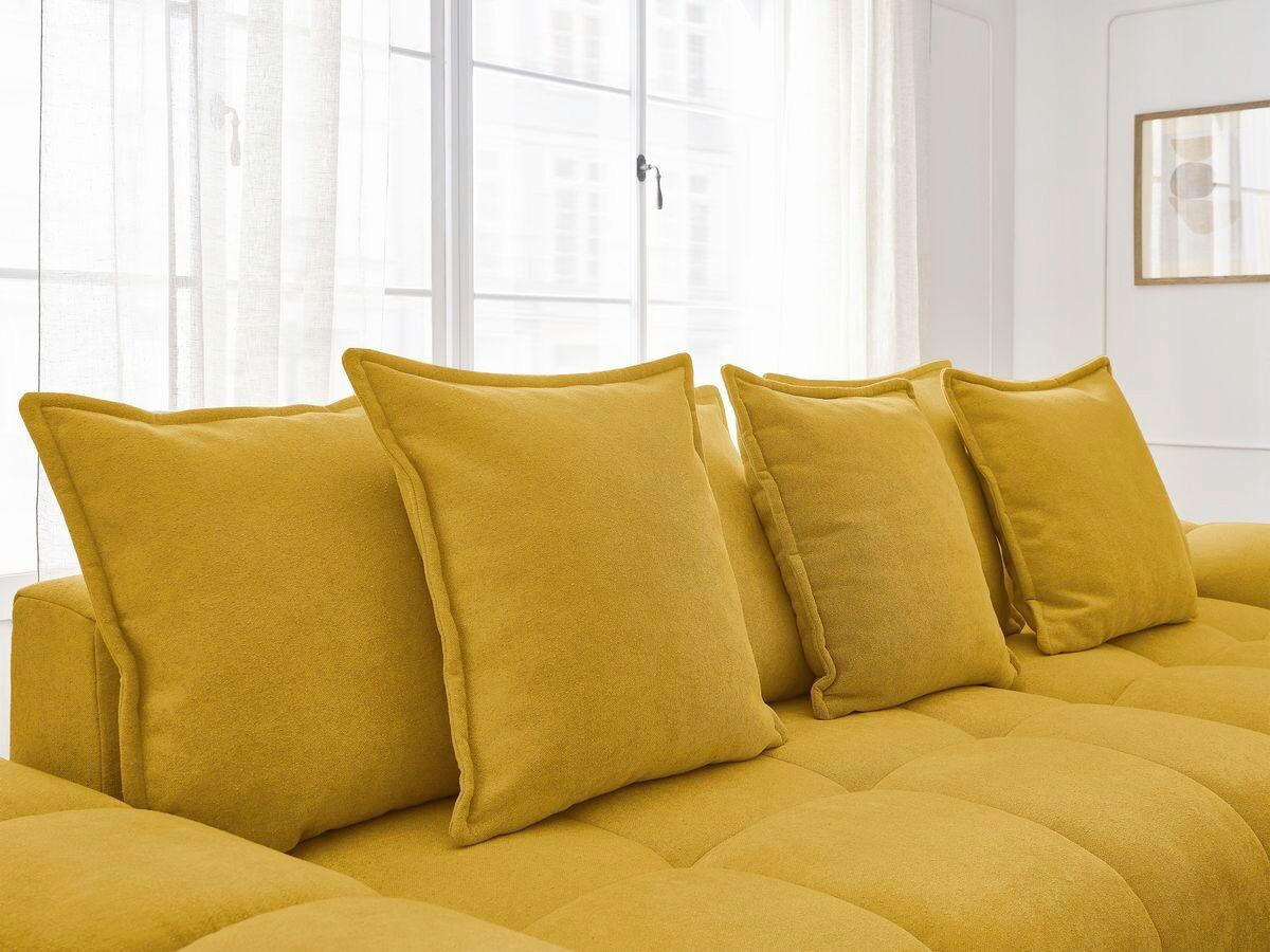 ECKSCHLAFSOFA EVEREST  mit Rücken echt, Armteil links, Armteil rechts Struktur Gelb  - Gelb/Schwarz, MODERN, Kunststoff/Textil (318/180cm) - Livetastic