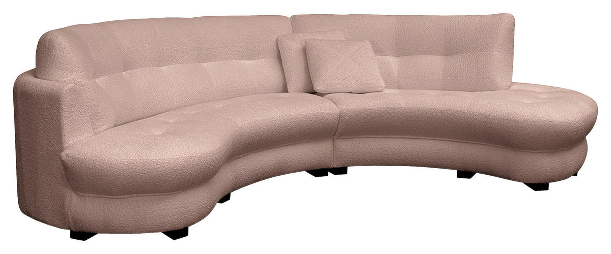 ECKSOFA in Bouclé Rosa  - Weiss/Schwarz, Design, Kunststoff/Textil (300/113cm) - Livetastic