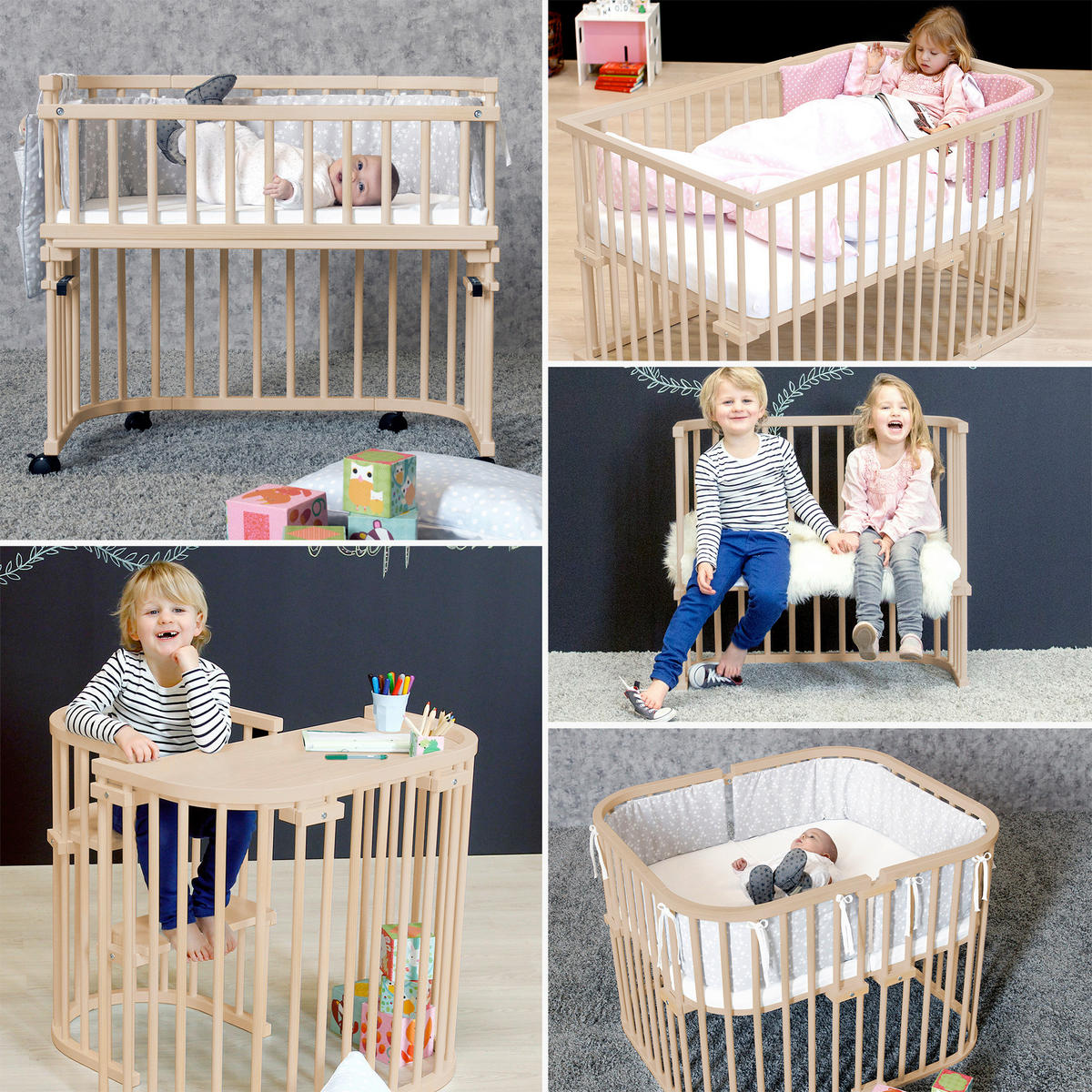 BEISTELLBETT  96/54/79 cm  - Naturfarben, Basics, Holz (96/54/79cm) - Babybay