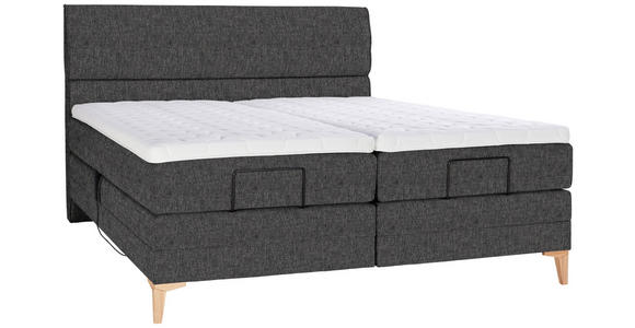 BOXSPRINGBETT 200/200 cm in Dunkelgrau - Eichefarben/Dunkelgrau, KONVENTIONELL, Holz/Textil (200/200cm) - Voleo