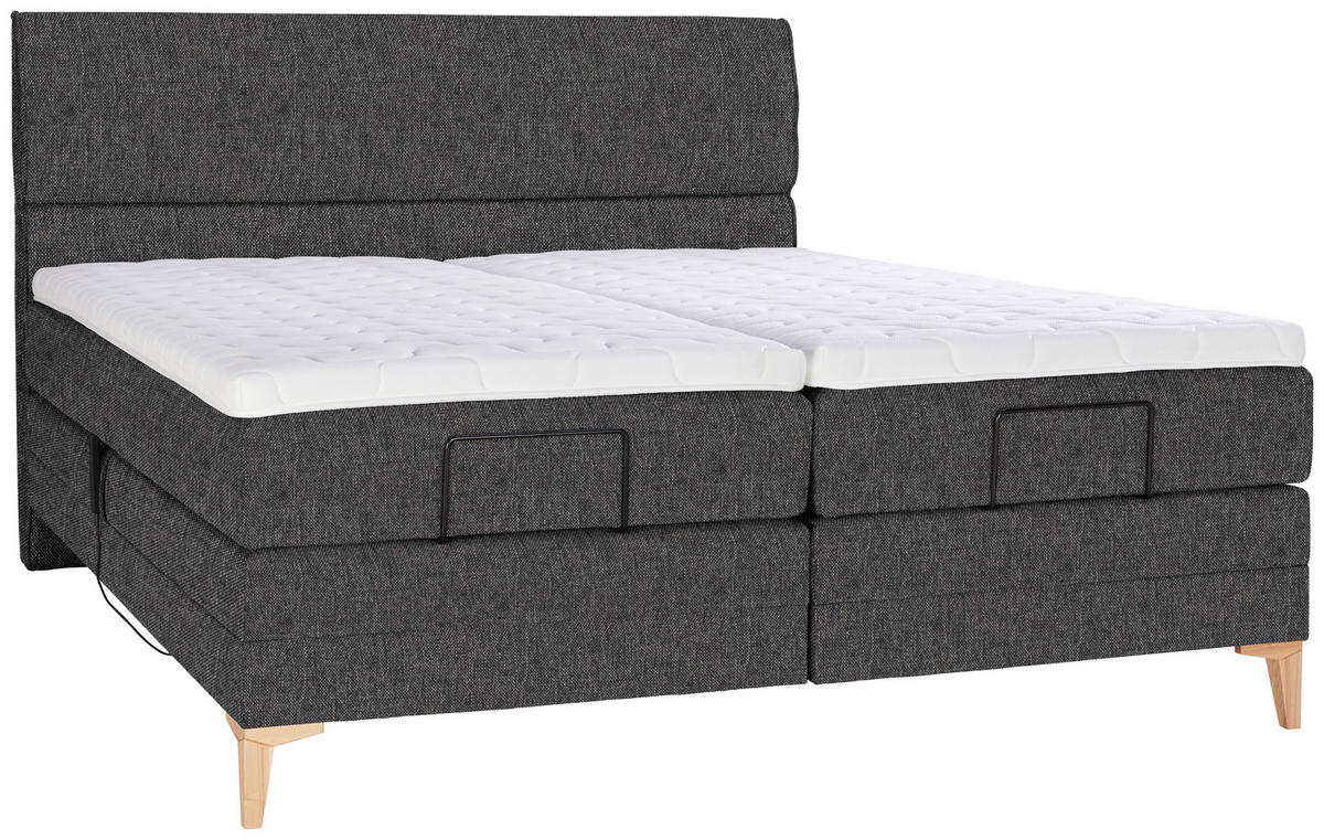 BOXSPRINGBETT 180/200 cm  in Dunkelgrau  - Eichefarben/Dunkelgrau, Konventionell, Holz/Textil (180/200cm) - Voleo