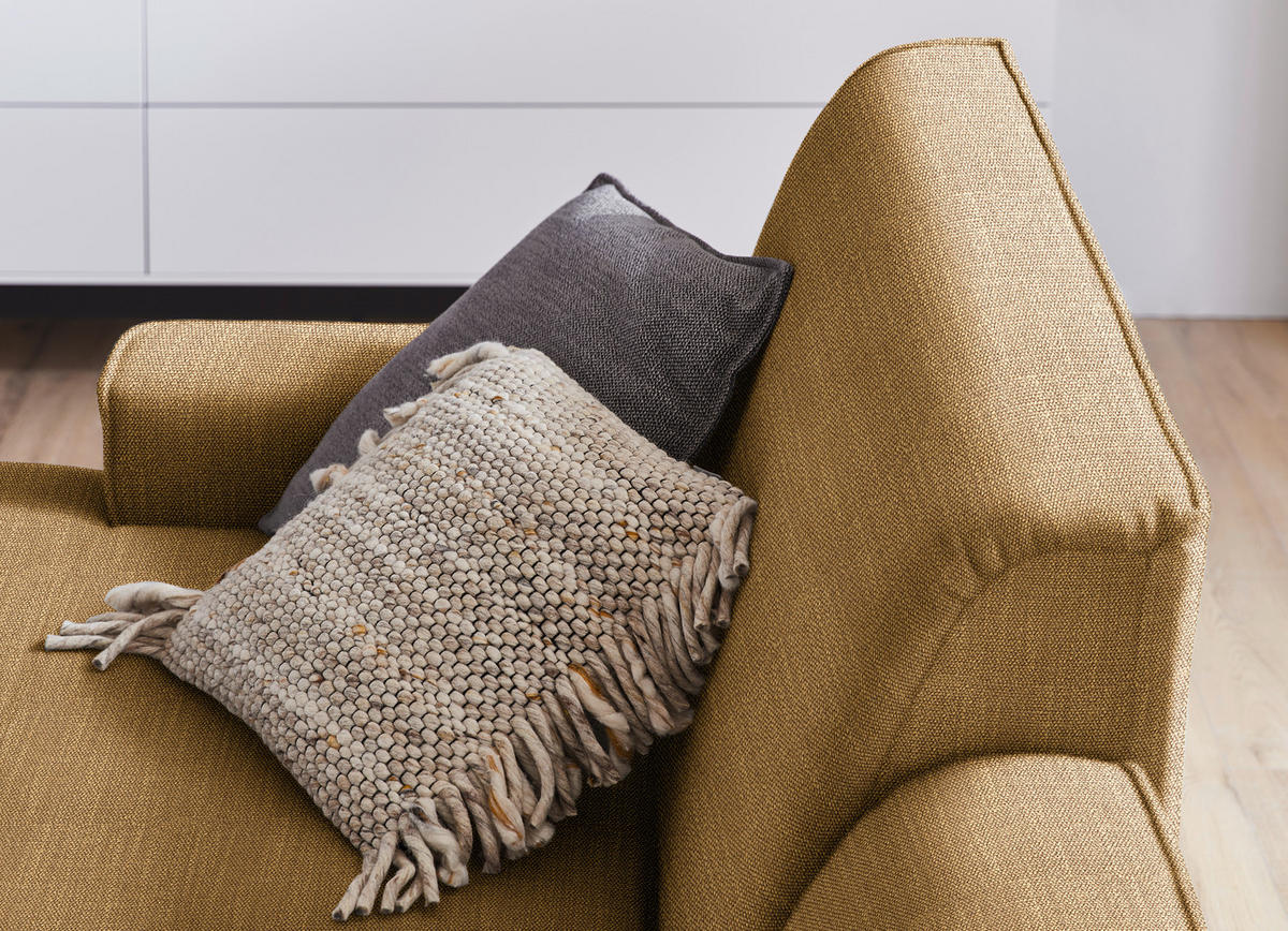 ECKSOFA in Flachgewebe Senfgelb  - Senfgelb/Schwarz, Design, Textil/Metall (190/285cm) - Johann Jakob