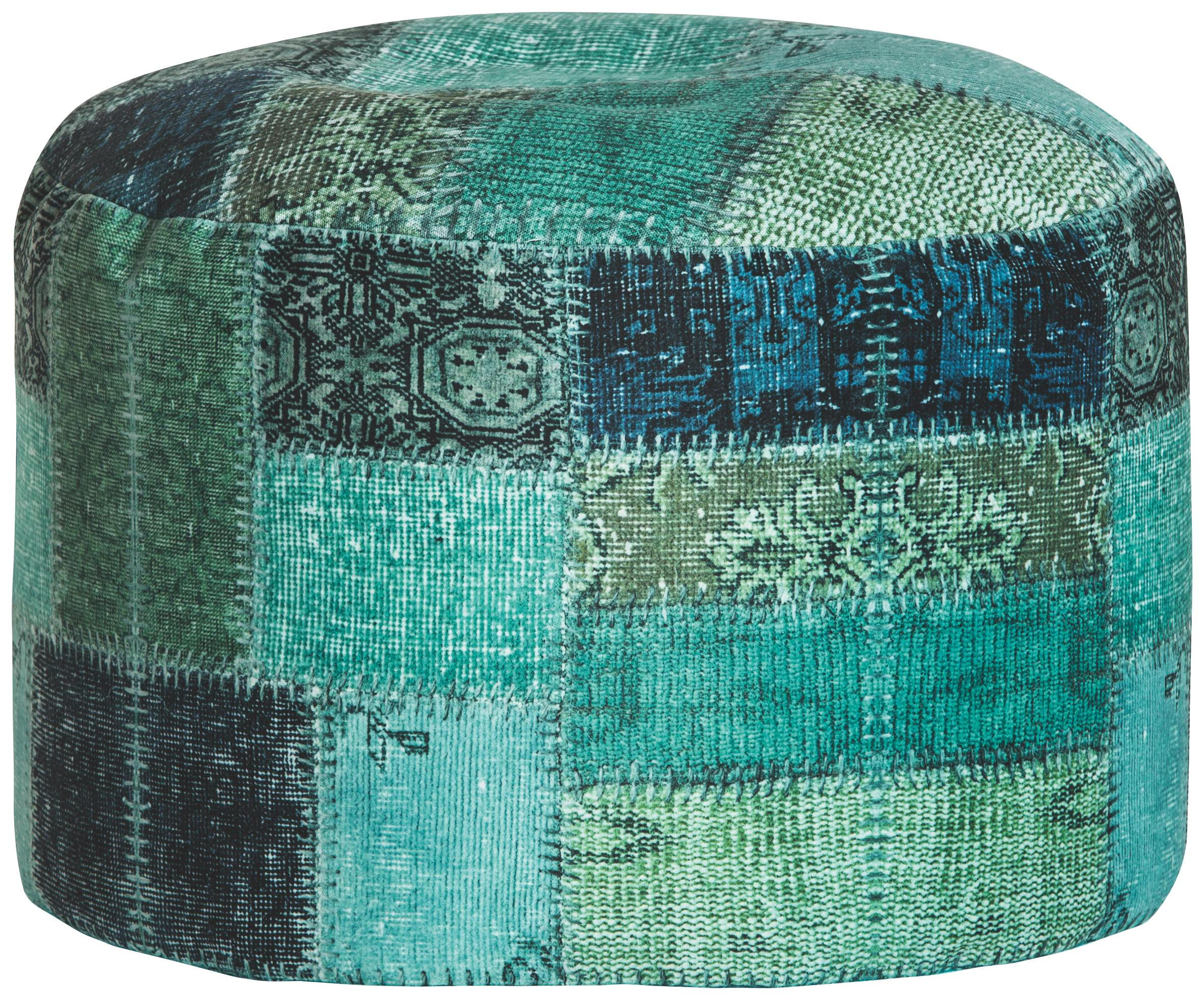 Pouf in Textil Petrol
