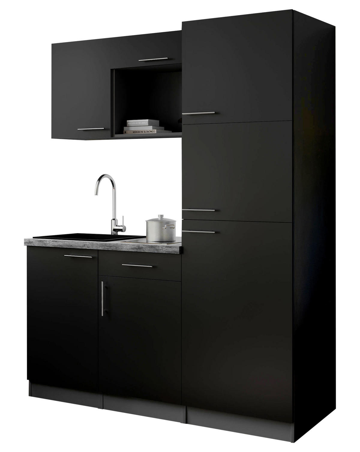 MODULKÖK 160 cm   i svart  - grå/svart, Trend, metall/trämaterial (160cm) - Respekta