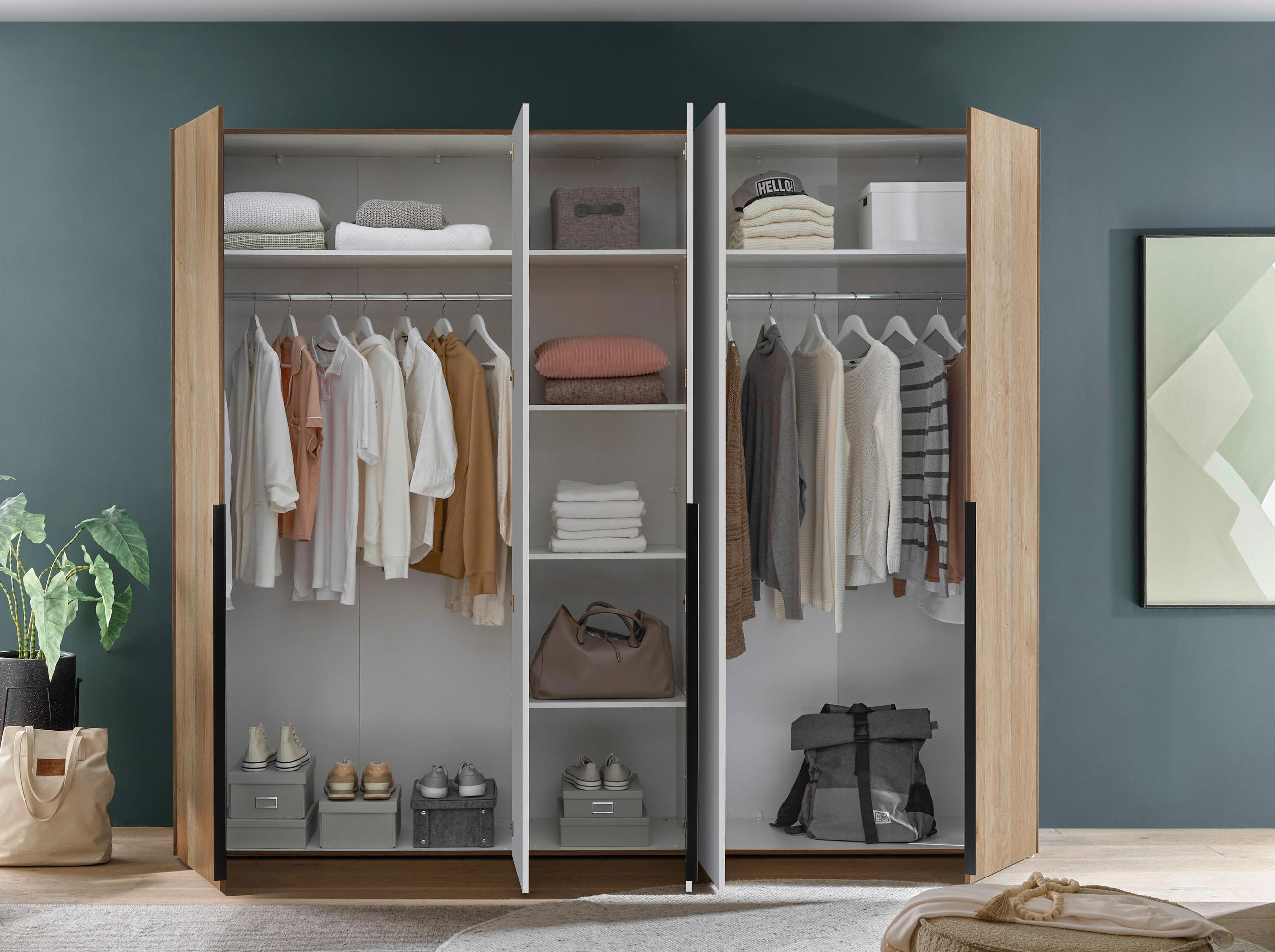 SCHLAFZIMMER Weiß, Eichefarben  - Eichefarben/Weiß, KONVENTIONELL, Holzwerkstoff (180/200cm) - Boxxx