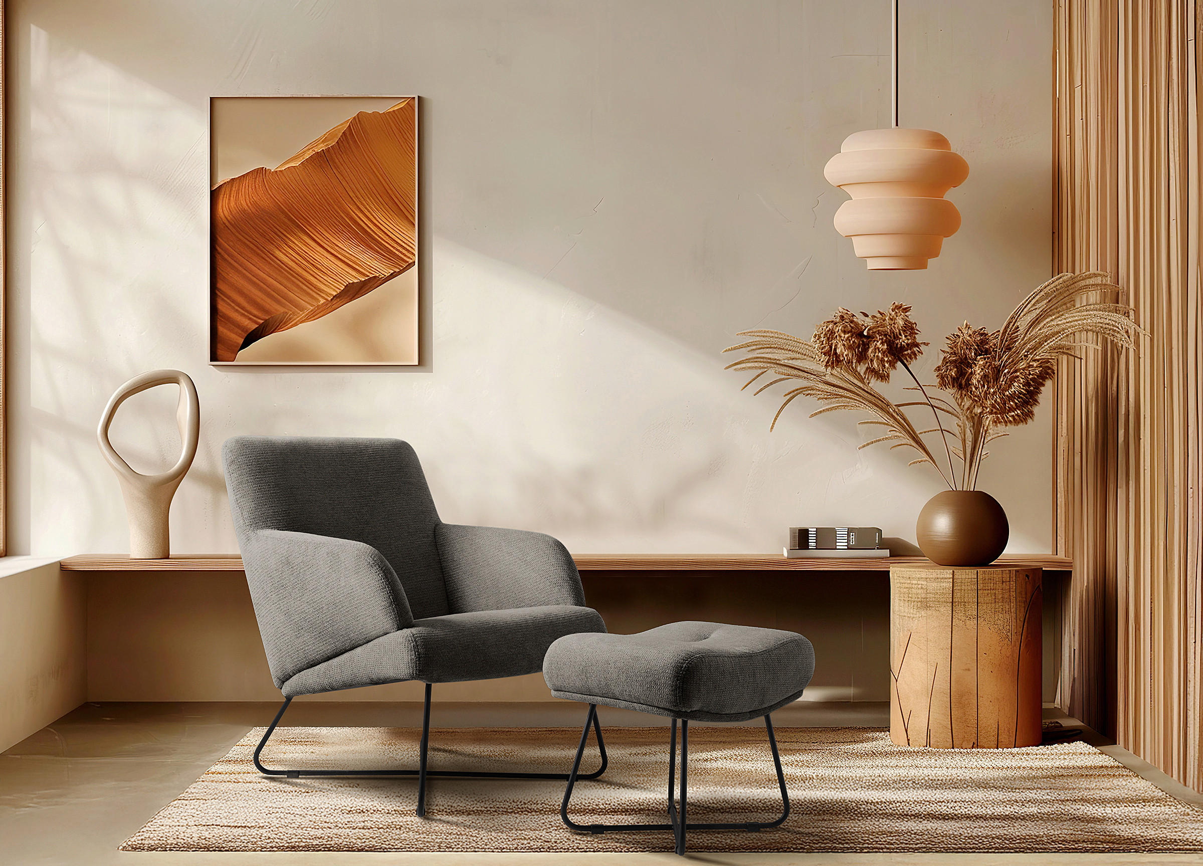 SESSELSET in Chenille Graphitfarben  - Schwarz/Graphitfarben, Design, Textil/Metall (67cm) - Livetastic