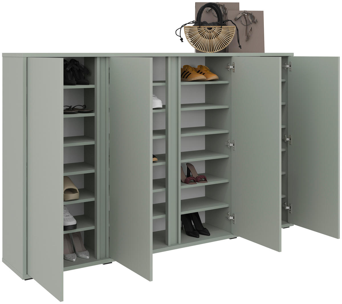 SCHUHSCHRANK Grün  - Grau/Grün, Design, Holzwerkstoff/Kunststoff (192,7/120/33,8cm) - Xora