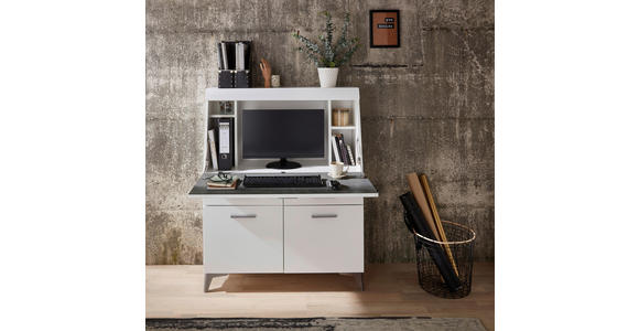 SEKRETÄR Kabeldurchlass, Stauraum - Schwarz/Alufarben, LIFESTYLE, Holzwerkstoff/Kunststoff (98/124/42cm) - Carryhome
