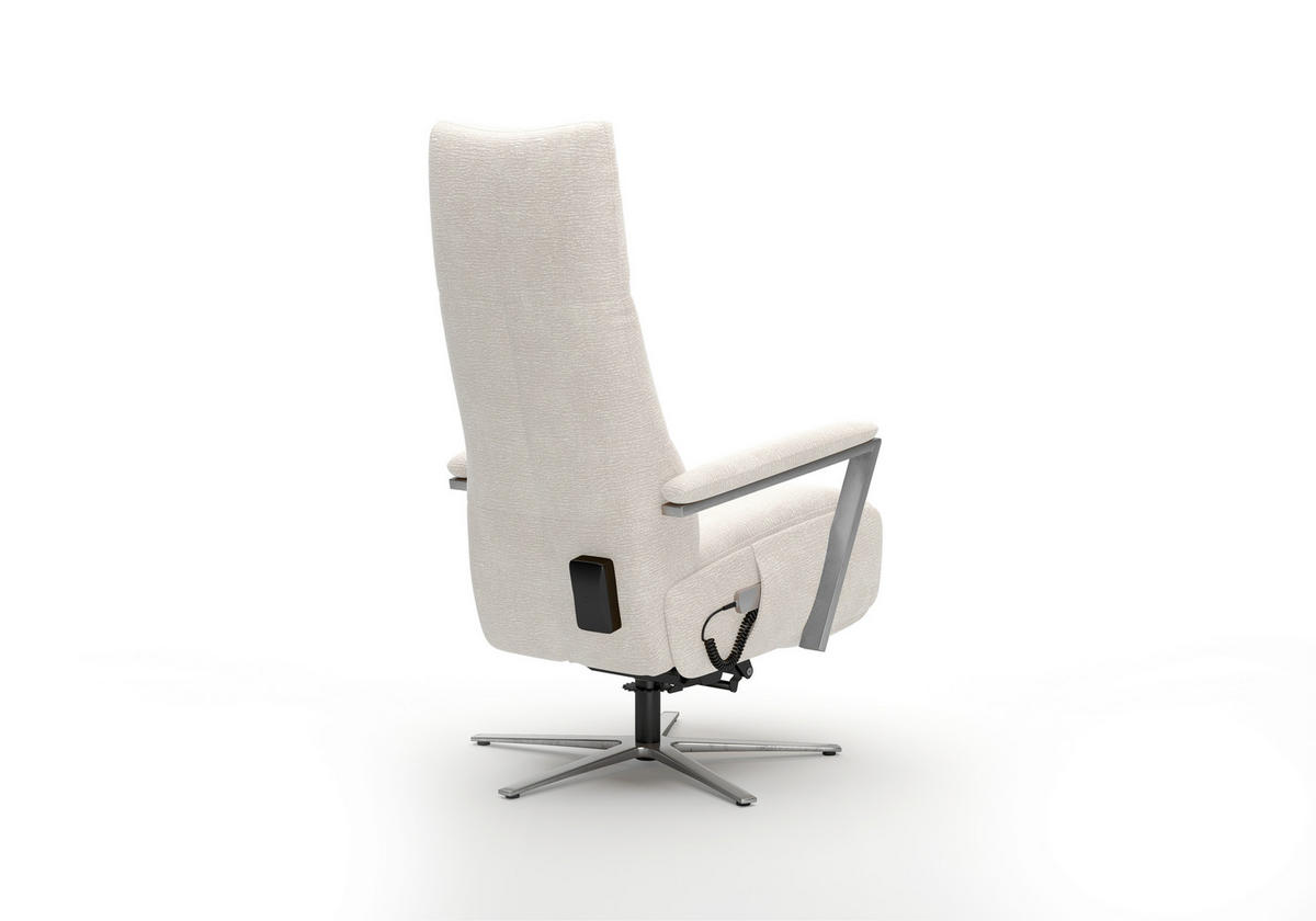 RELAXSESSEL TV VARIO COMFORT E S1 Chenille Kopfteilverstellung, Rücken echt    - Silberfarben/Creme, Basics, Textil/Metall (70/124/85cm) - Sit & More
