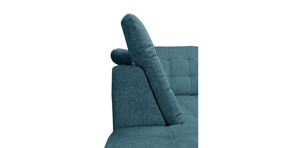ECKSOFA Blau Chenille Bettkasten, Schlaffunktion, Rücken echt, Kopfteilverstellung, Liegefläche im Originalstoff  - Chromfarben/Blau, KONVENTIONELL, Kunststoff/Textil (205/260cm) - Carryhome