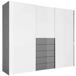 SCHWEBETÜRENSCHRANK  in Grau, Weiß  - Chromfarben/Weiß, Design, Glas/Holzwerkstoff (280/222/68cm) - Moderano