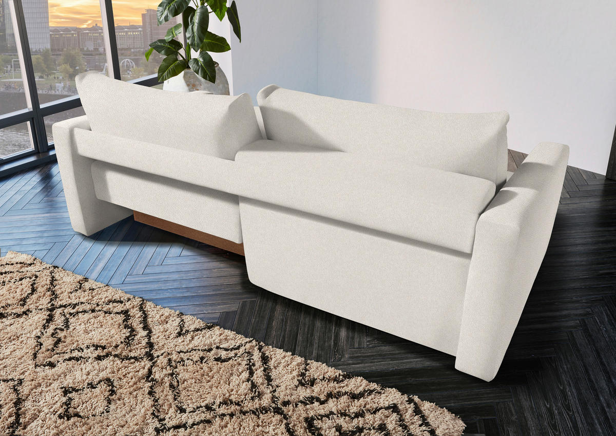 2,5-SITZER in Flachgewebe Ecru  - Ecru/Schwarz, Design, Kunststoff/Textil (240/70/125cm) - Xora