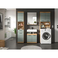 BADEZIMMER 4-teilig  in 180 cm  - Salbeigrün/Schwarz, MODERN, Glas/Holzwerkstoff (180cm) - MID.YOU