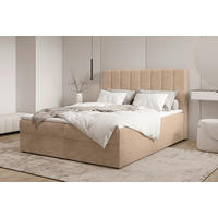 BOXBETT 140/200 cm,  in Beige, Bettkasten, Topper,  - Beige/Schwarz, MODERN, Holz/Kunststoff (140/200cm) - MID.YOU