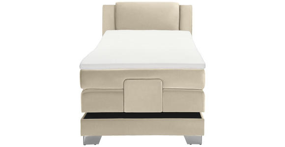 BOXSPRINGBETT 100/200 cm in Hellbraun - Hellbraun/Silberfarben, KONVENTIONELL, Kunststoff/Textil (100/200cm) - Esposa