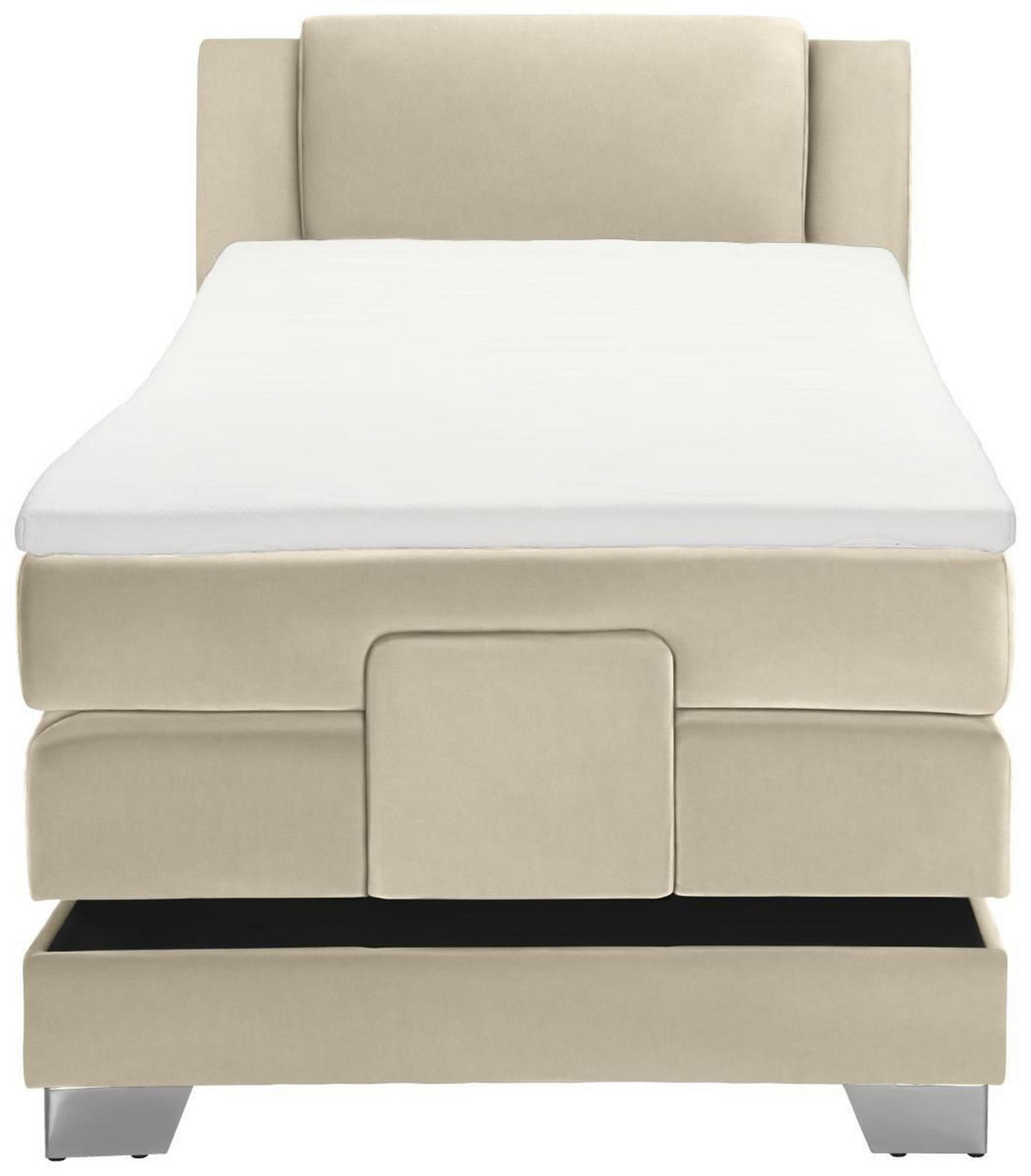 BOXSPRINGBETT 100/200 cm  in Hellbraun  - Hellbraun/Silberfarben, KONVENTIONELL, Kunststoff/Textil (100/200cm) - Esposa