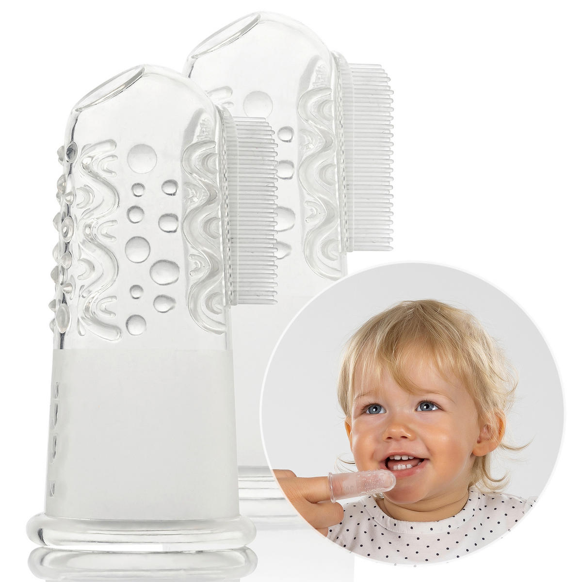 FINGERZAHNBÜRSTE - Transparent, Basics, Kunststoff (2,6/5,5/2,6cm) - Reer