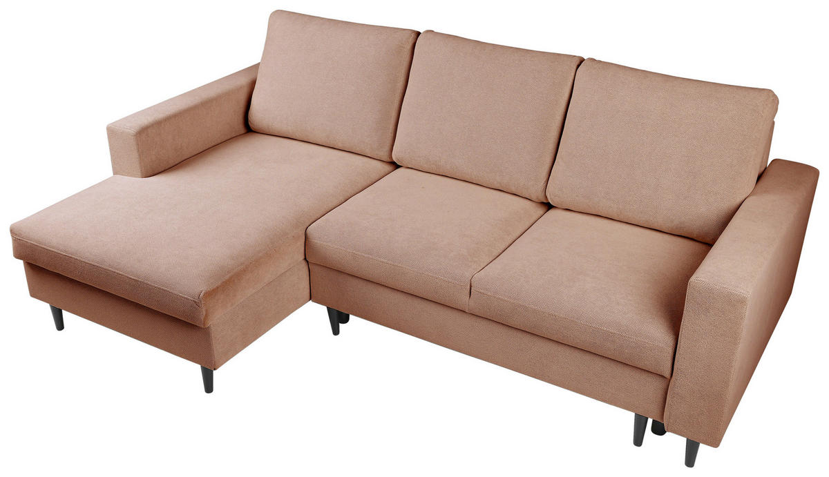 ECKSOFA in Struktur Braun  - Schwarz/Braun, Modern, Holz/Kunststoff (145/230cm) - MID.YOU