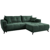 ECKSOFA in Cord Dunkelgrün  - Dunkelgrün/Schwarz, Modern, Holz/Textil (246/177cm) - MID.YOU