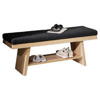 GARDEROBENBANK  in 128,1/49/39,1 cm  - Wildeiche/Schwarz, Natur, Holz/Textil (128,1/49/39,1cm) - Voglauer
