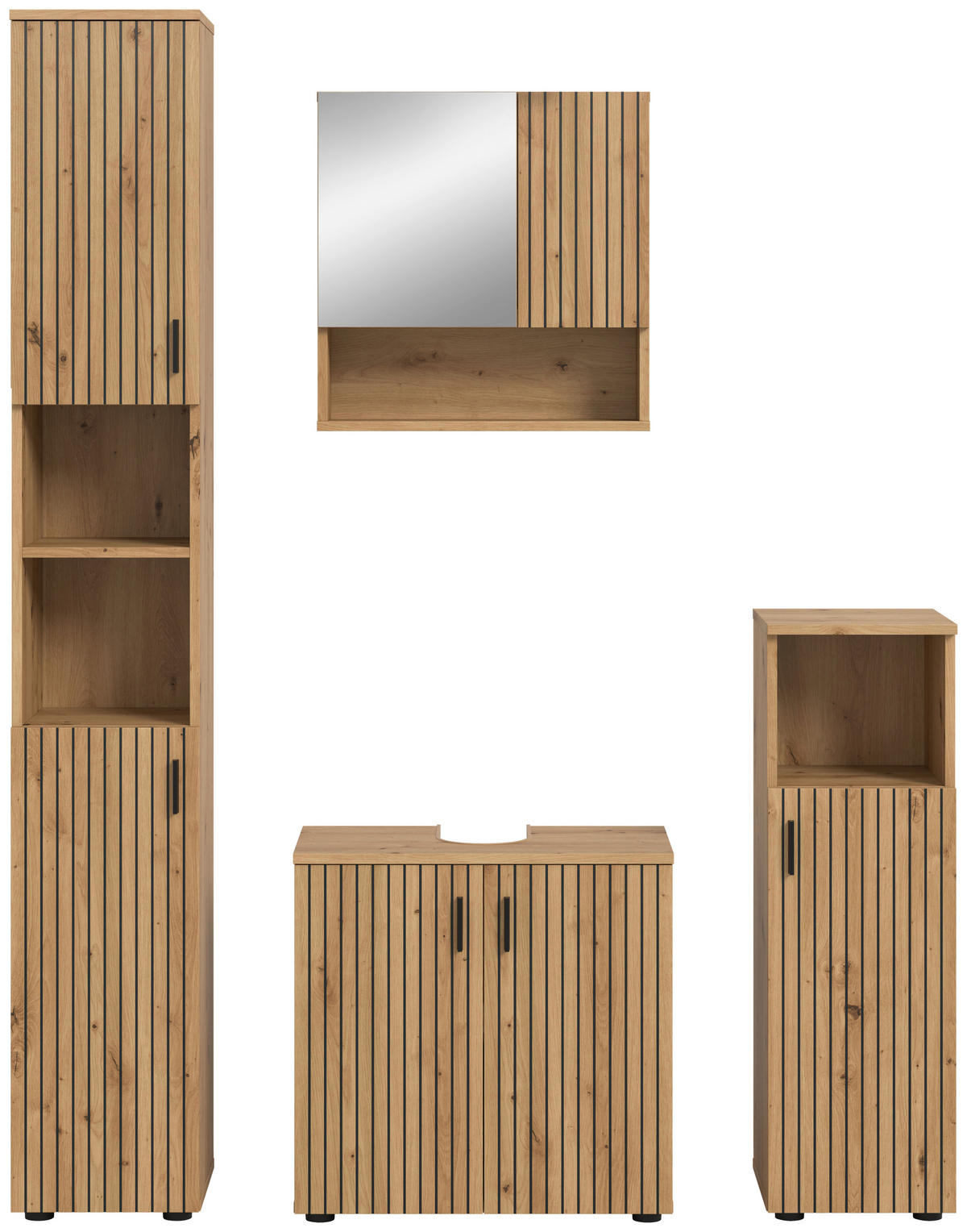 BADEZIMMER 4-teilig  in 120 cm  - Eiche Artisan, Basics, Holzwerkstoff/Kunststoff (120cm) - MID.YOU