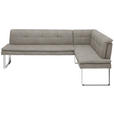 ECKBANK 253/174 cm in Chromfarben, Ecru - Chromfarben/Ecru, Design, Textil/Metall (253/174cm) - Novel