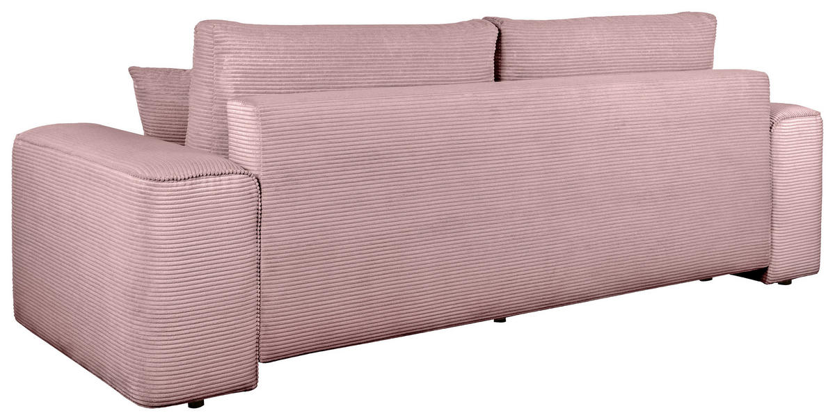 SCHLAFSOFA  mit Rücken echt, Armteil links, Armteil rechts Cord Altrosa  - Schwarz/Altrosa, Design, Kunststoff/Textil (261/95/108cm) - Xora