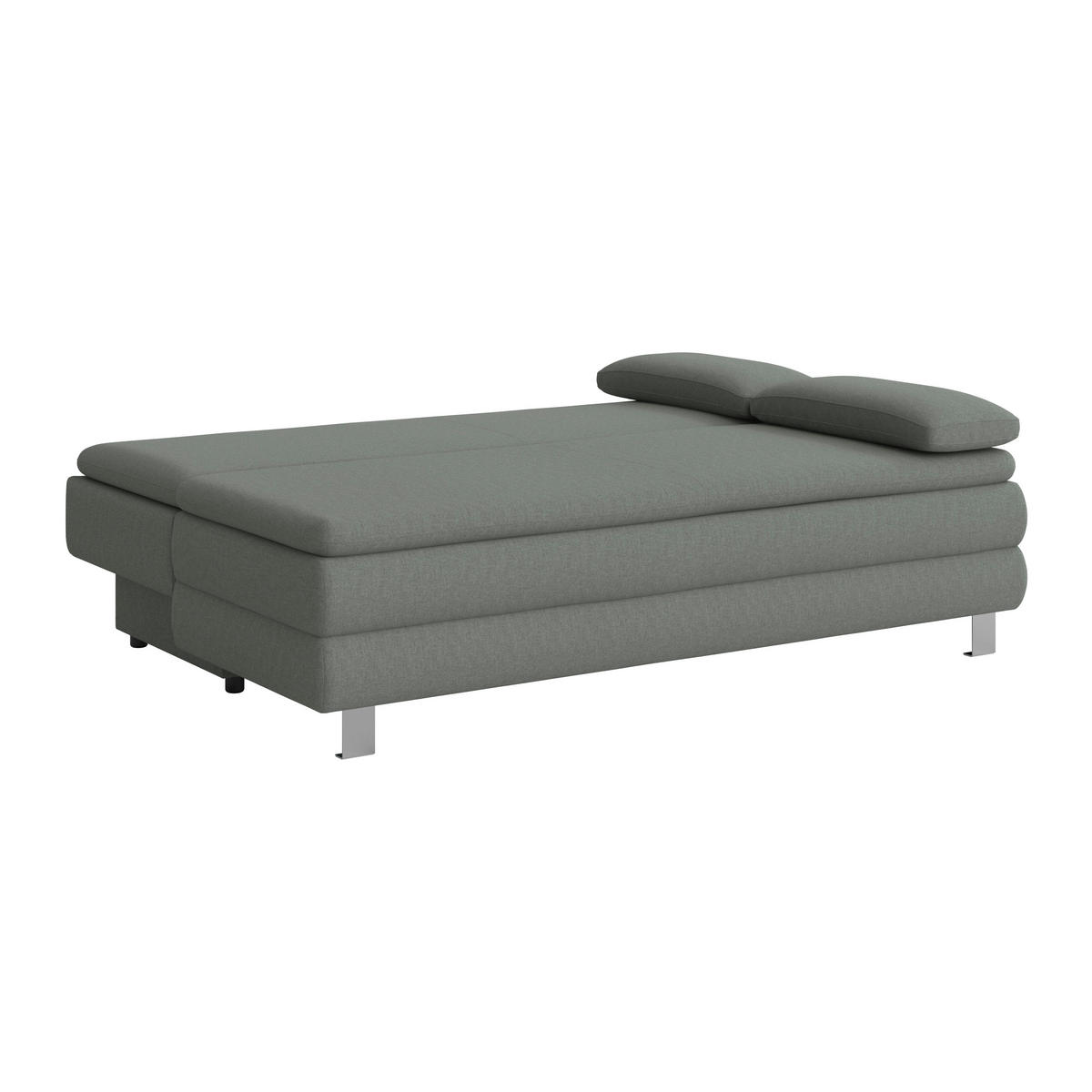 BOXSPRINGSOFA  mit Liegefunktion, Rücken echt Flachgewebe Grün  - Silberfarben/Grün, Design, Textil/Metall (202/96/105cm) - Carryhome