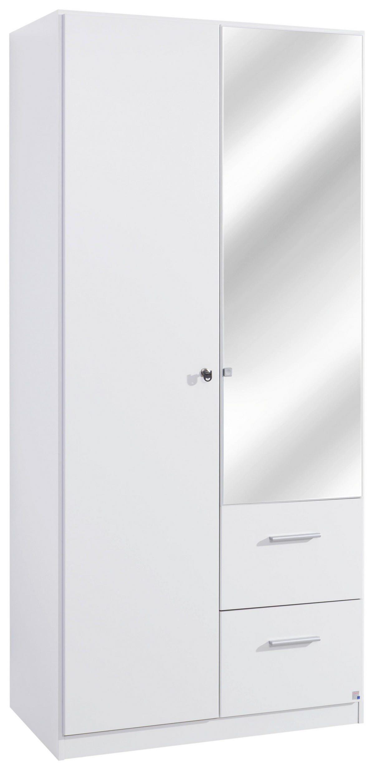 DREHTÜRENSCHRANK 2-türig Weiß  - Weiß, Basics, Glas/Holzwerkstoff (91/197/54cm) - Xora