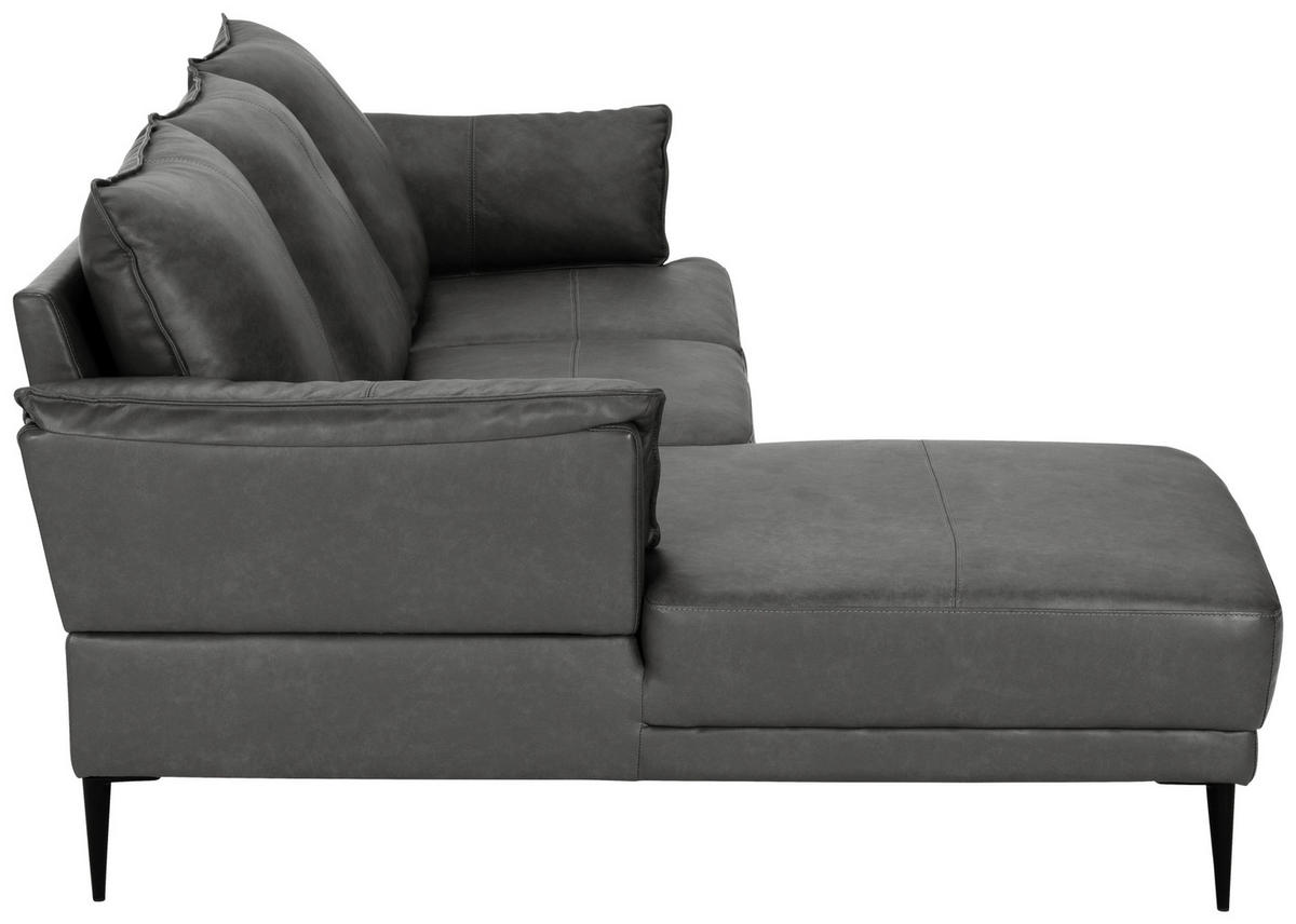 ROHOVÁ SEDAČKA, kůže, šedá - šedá/černá, Design, kov/textil (153/233cm) - Livetastic