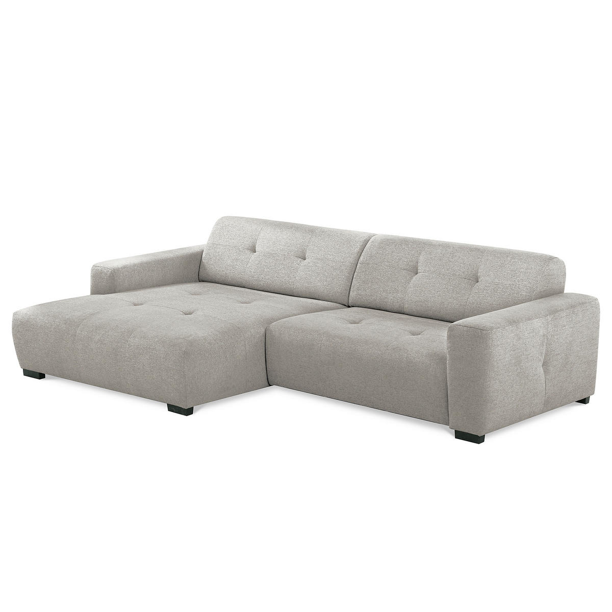 ECKSOFA AUSTIN Hellgrau Flachgewebe Sitztiefenverstellung  - Hellgrau/Schwarz, Design, Kunststoff/Textil (169/286cm) - Livetastic