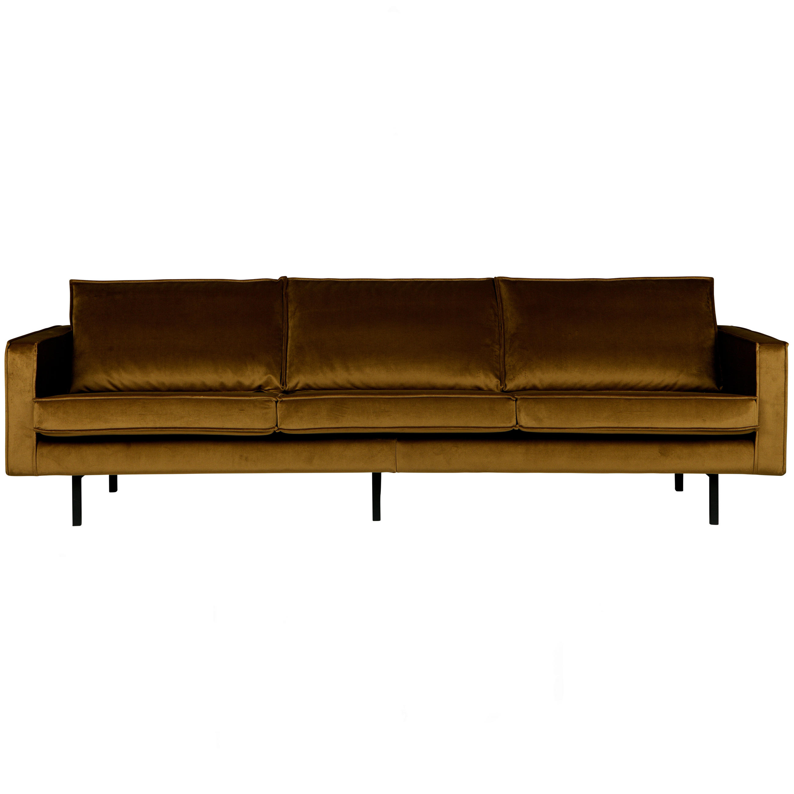 3-SITZER-SOFA Rodeo Samt Honig  - Schwarz/Honig, Design, Textil/Metall (277/85/86cm) - Livetastic