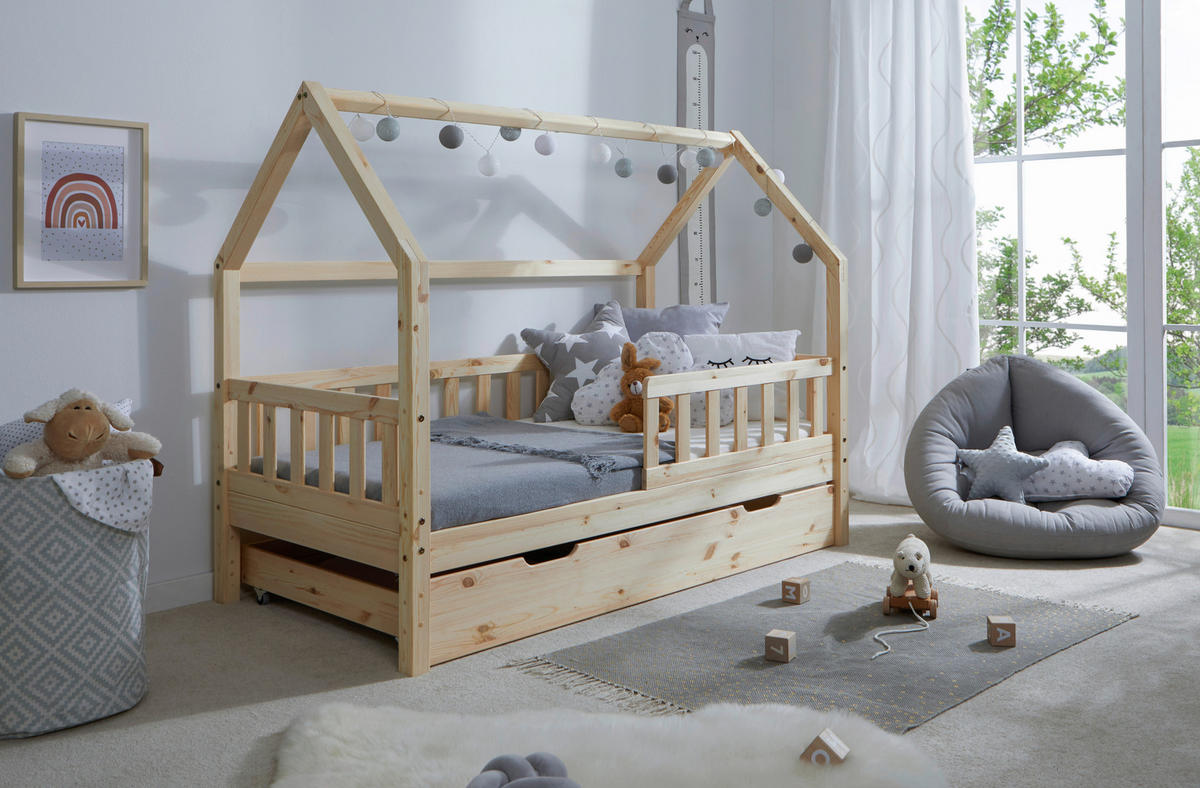 HAUSBETT 80/160 cm Naturfarben  - Naturfarben, Modern, Holz/Textil (80/160cm) - MID.YOU