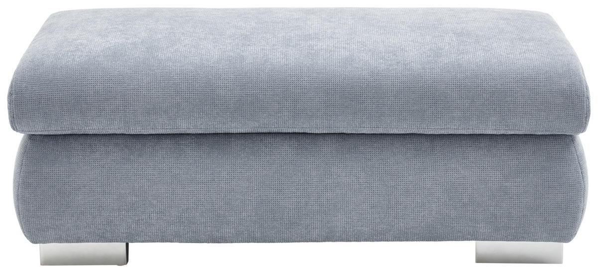 ECKSOFA in Flachgewebe Hellblau  - Chromfarben/Hellblau, Design, Textil/Metall (301/260cm) - Beldomo Style