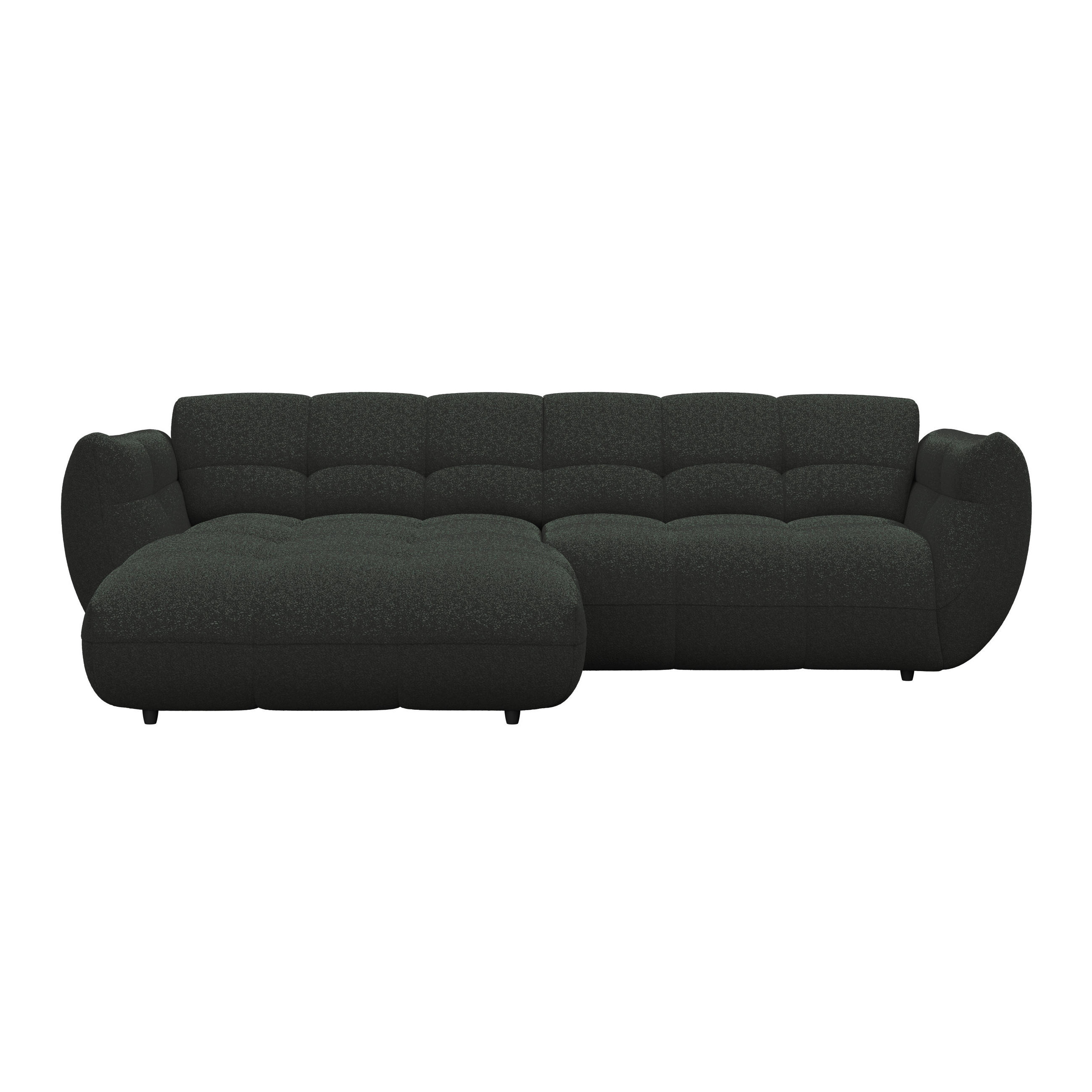 ECKSOFA Dunkelgrün Chenille  - Dunkelgrün/Schwarz, Trend, Kunststoff/Textil (178/280cm) - MID.YOU