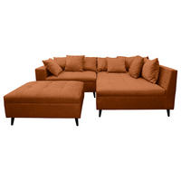 Ecksofa inkl. Hocker tekstil  boje hrđe   - boje hrđe/crna, Design, tekstil/drvo (247/174cm) - MID.YOU