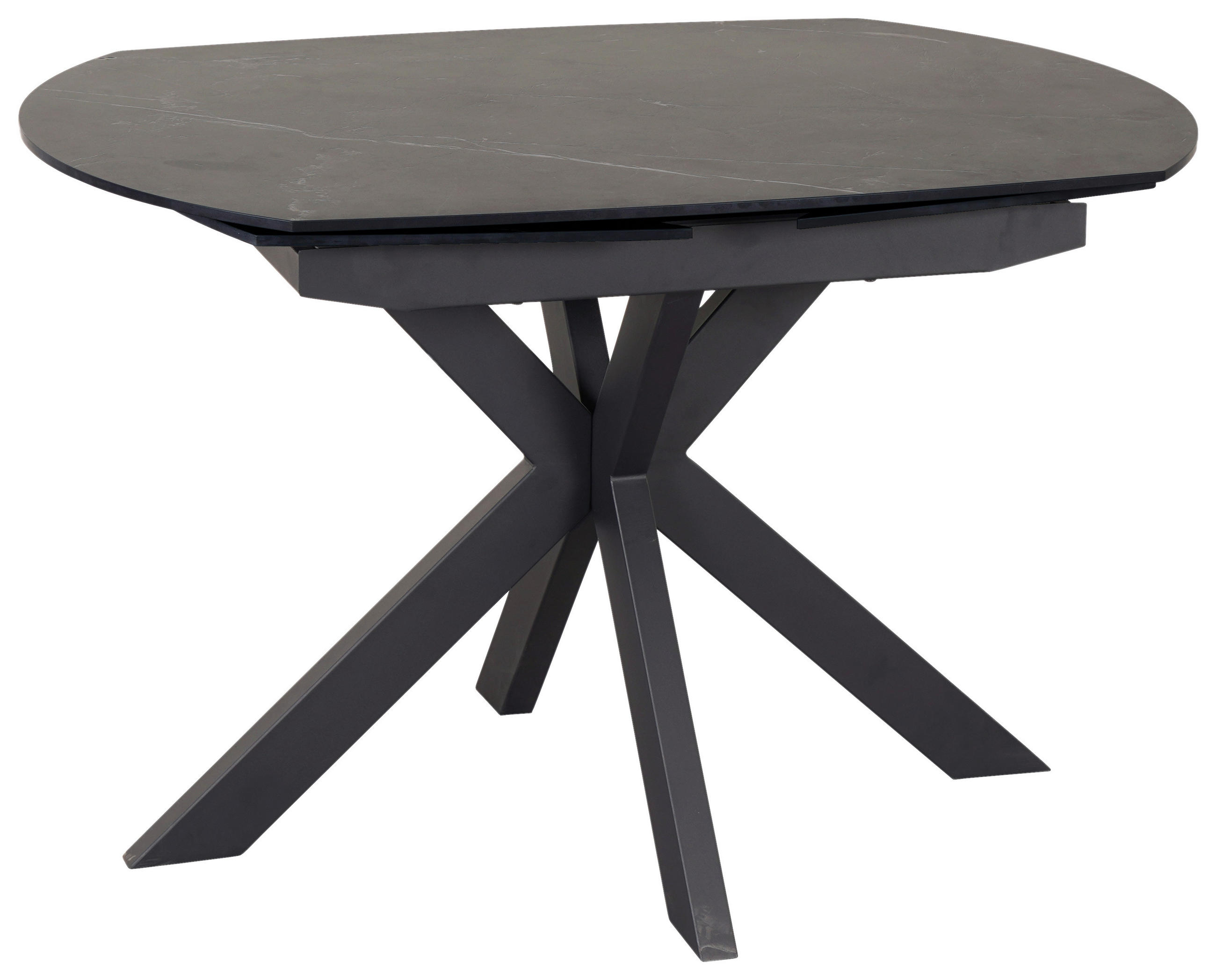 ESSTISCH Schwarz oval  ausziehbar  - Schwarz, MODERN, Keramik/Metall (120/89/76cm) - Livetastic