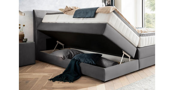 BOXSPRINGBETT 200/200 cm in Grau - Wengefarben/Grau, KONVENTIONELL, Holz/Textil (200/200cm) - Novel