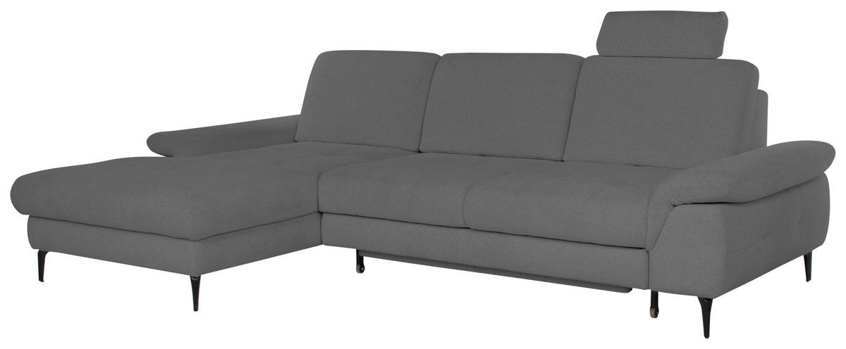 ECKSOFA ALMA in Chenille Dunkelgrau  191/285 cm  - Dunkelgrau/Schwarz, Design, Textil/Metall (191/285cm) - Livetastic